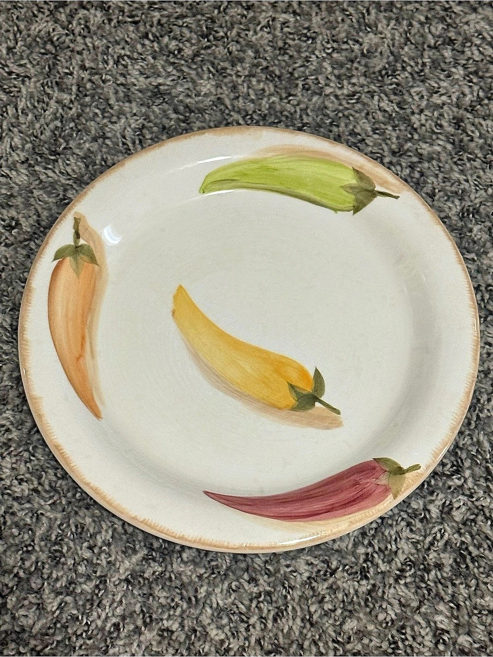Royal Norfolk Chili Pepper Salad Plate, White & Green